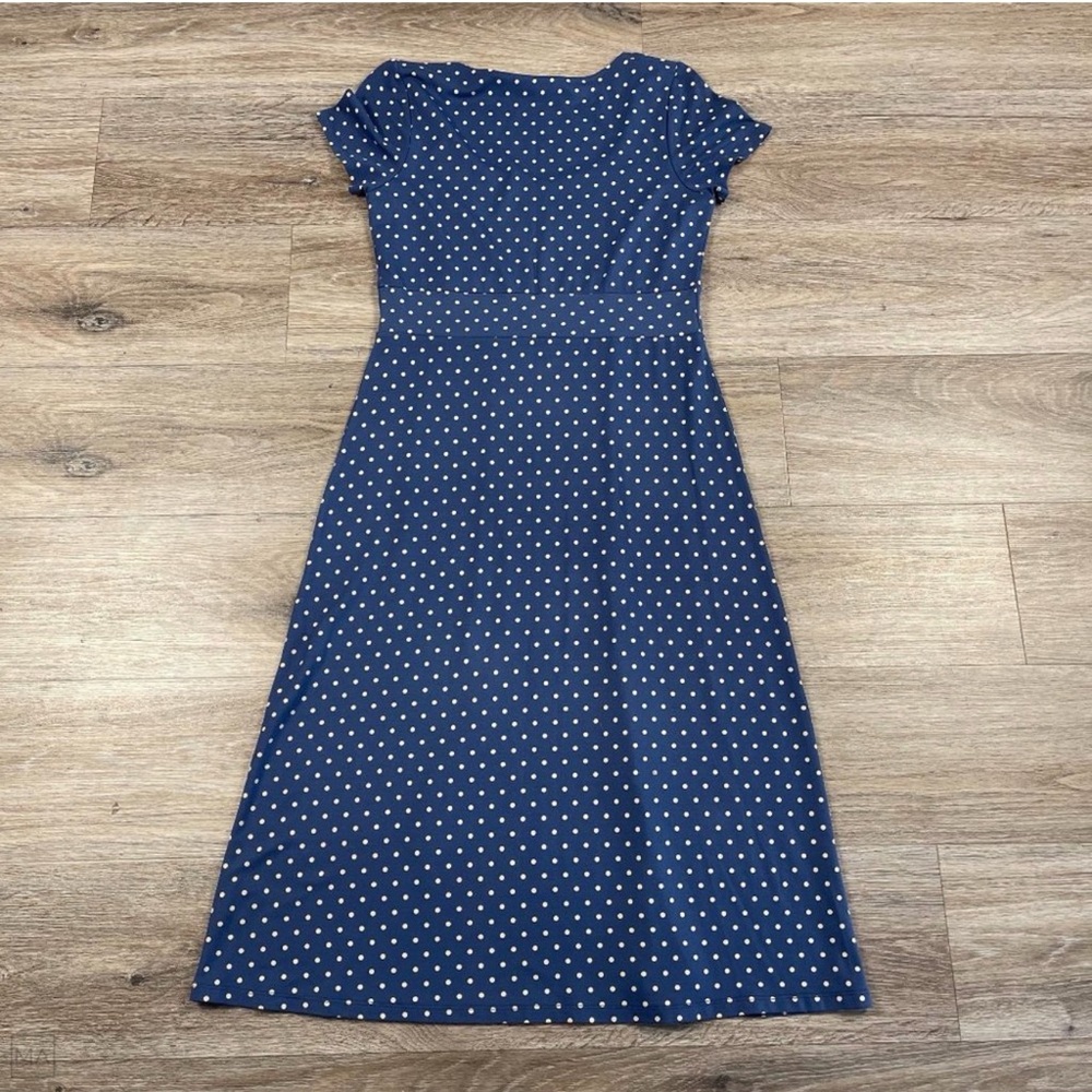 Boden Navy Polka Dot Midi Dress 6L
